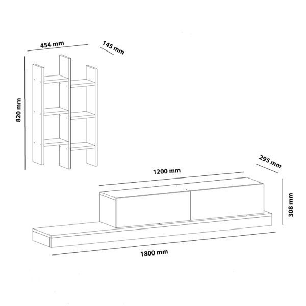 120 000489 4 4 Rumba pakoworld TV cabinet in white-oak shade 180x30x31cmIndoor furniture > TV stands