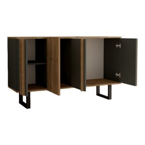 120 000490 3 2 Amanda I pakoworld sideboard in anthracite-walnut shade 160x74x79cmIndoor furniture > Buffets