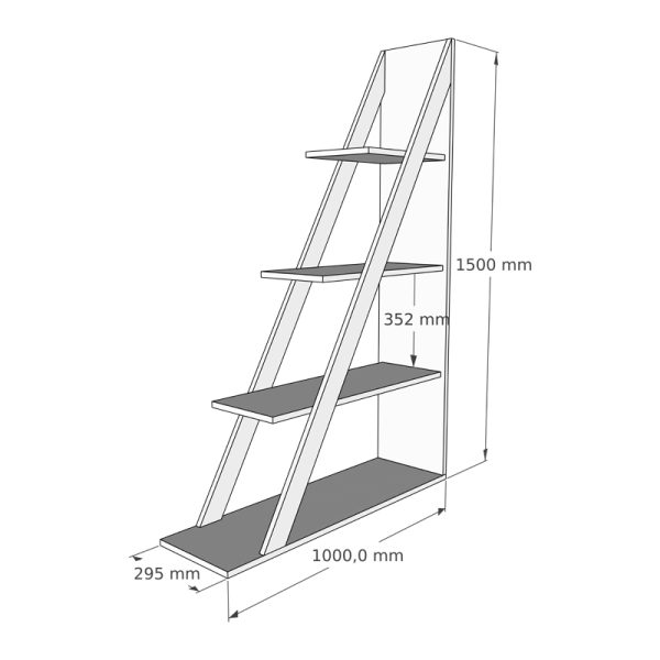 120 000492 3 4 Quina pakoworld bookcase in oak shade 100x30x150cmIndoor furniture > Bookshelves