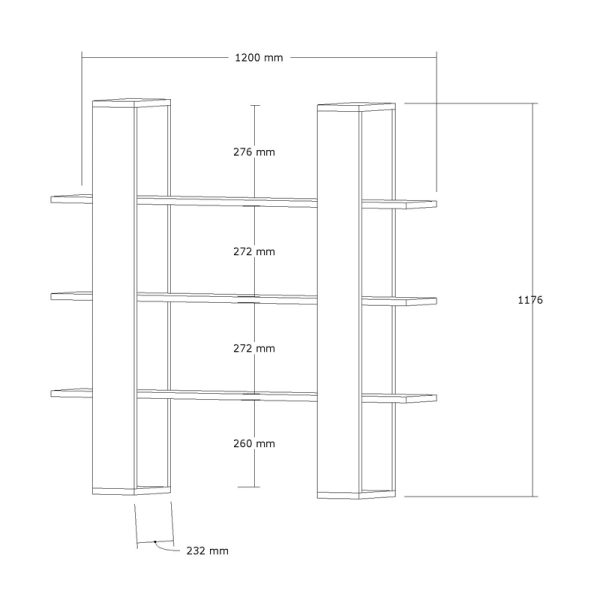 120 000493 4 3 Yotek pakoworld bookcase in walnut color 120x23x120cmIndoor furniture > Bookshelves
