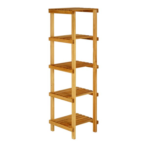 120 000498 6 Zangia pakoworld 5-tier floor shelf in natural color 36x36x140cmIndoor furniture > Home organization > Kitchen > Shelves