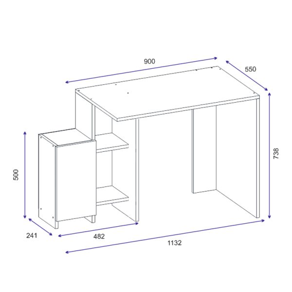 120 000502 3 2 Office desk Kely pakoworld in natural-white color 113x55x74cmOffice furniture > Working desk