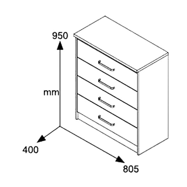 123 000010 2 10 Chest f 4 drawers Olympus pakoworld in castillo-toro colour 80x40x95Indoor furniture > Drawers-consoles