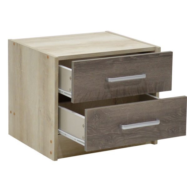 123 000015 2 2 Nightstand Olympus pakoworld with 2 drawers in castillo-toro colour 47,5x40,5x40,5Indoor furniture > Bedside tables