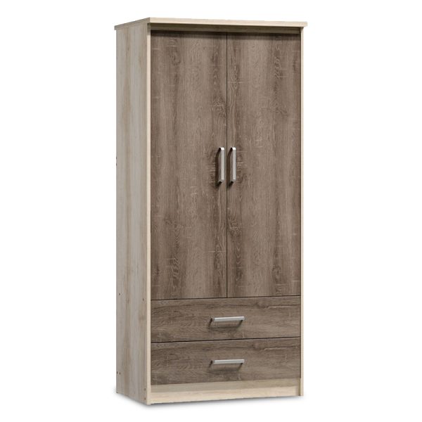 123 000021 9 Wardrobe Olympus pakoworld with 2 doors and drawers in castillo-toro colour 81x57x183Indoor furniture > Wardrobes