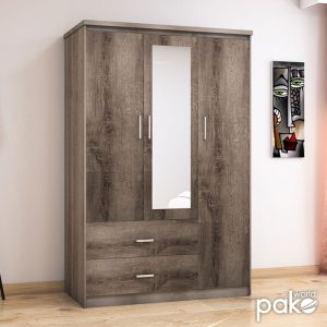 123 000022 2 2 Wardrobe Olympus pakoworld with 3 doors and drawers+mirror in castillo-toro colour 120x57x183Indoor furniture > Wardrobes