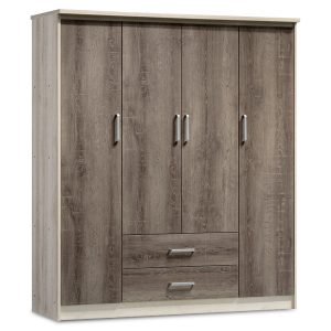 123 000023 Wardrobe Olympus pakoworld with 4 doors and drawers in castillo-toro colour 159x57x183Indoor furniture > Wardrobes