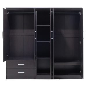 123 000047 3 3 Wardrobe Olympus pakoworld with 5 doors and drawers+mirror in wenge colour 198x57x183Indoor furniture > Wardrobes