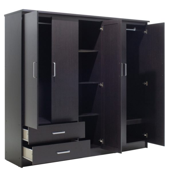 123 000047 4 3 Wardrobe Olympus pakoworld with 5 doors and drawers+mirror in wenge colour 198x57x183Indoor furniture > Wardrobes
