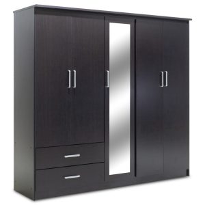 123 000047 6 Wardrobe Olympus pakoworld with 5 doors and drawers+mirror in wenge colour 198x57x183Indoor furniture > Wardrobes
