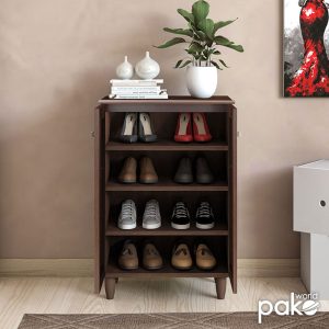 123 000060 2 3 Shoe cabinet SANTΟ pakoworld 10 pairs walnut 60x34.5x91.5cmIndoor furniture > Shoe storage cabinet & cupboards