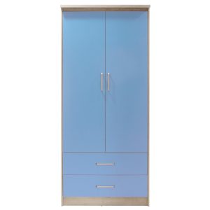123 000072 3 3 Children's wardrobe Looney pakoworld with 2 doors and drawers in castillo-blue colour 81x57x183Indoor furniture > Wardrobes