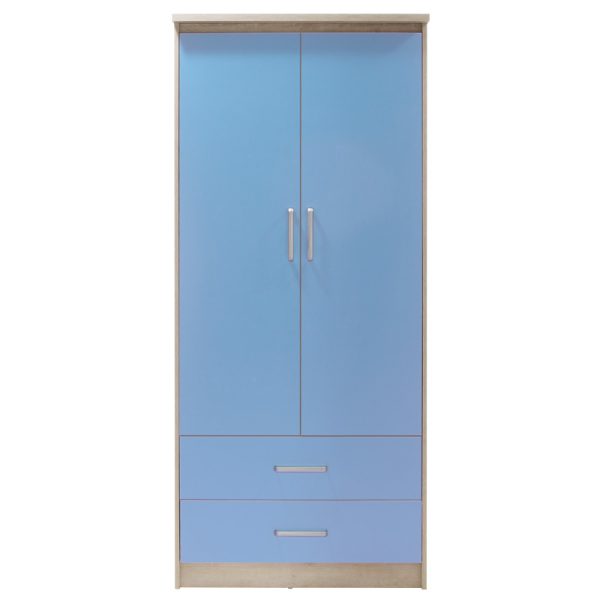 123 000072 3 3 Children's wardrobe Looney pakoworld with 2 doors and drawers in castillo-blue colour 81x57x183Indoor furniture > Wardrobes