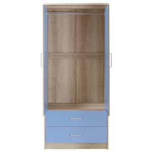 123 000072 4 3 Children's wardrobe Looney pakoworld with 2 doors and drawers in castillo-blue colour 81x57x183Indoor furniture > Wardrobes