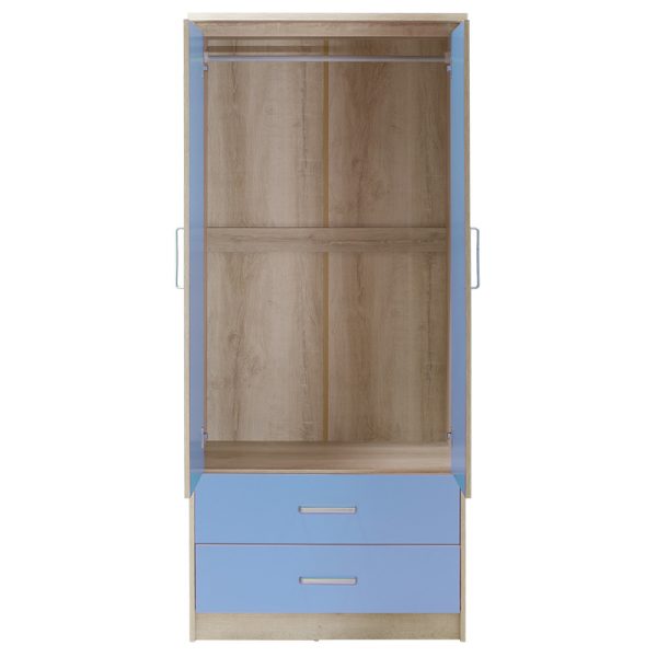 123 000072 4 3 Children's wardrobe Looney pakoworld with 2 doors and drawers in castillo-blue colour 81x57x183Indoor furniture > Wardrobes