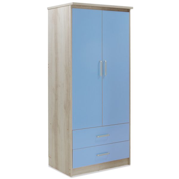 123 000072 6 Children's wardrobe Looney pakoworld with 2 doors and drawers in castillo-blue colour 81x57x183Indoor furniture > Wardrobes