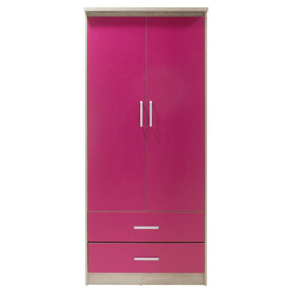 123 000073 3 6 Children's wardrobe Looney pakoworld with 2 doors and drawers in castillo-pink colour 81x57x183Indoor furniture > Wardrobes