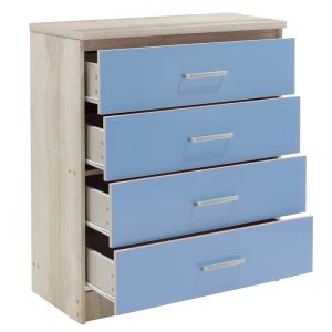 123 000078 2 3 Children's chest of 4 drawers Drawer Looney pakoworld in castillo-blue colour 80x40x95Indoor furniture > Children's Room