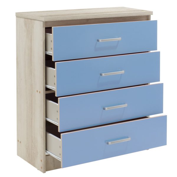 123 000078 2 3 Children's chest of 4 drawers Drawer Looney pakoworld in castillo-blue colour 80x40x95Indoor furniture > Children's Room