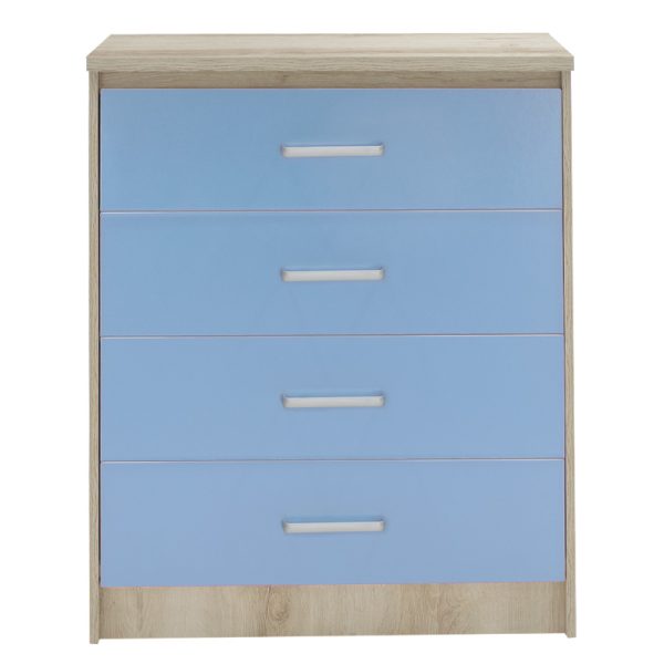 123 000078 3 3 Children's chest of 4 drawers Drawer Looney pakoworld in castillo-blue colour 80x40x95Indoor furniture > Children's Room