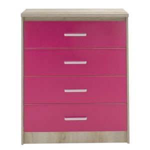 123 000079 3 6 Children's chest of 4 Drawer Looney pakoworld in castillo-pink colour 80x40x95Indoor furniture > Children's Room
