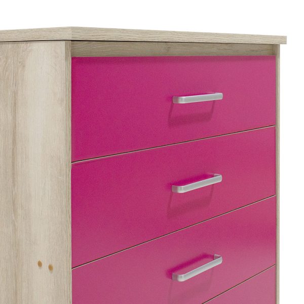 123 000079 4 6 Children's chest of 4 Drawer Looney pakoworld in castillo-pink colour 80x40x95Indoor furniture > Children's Room