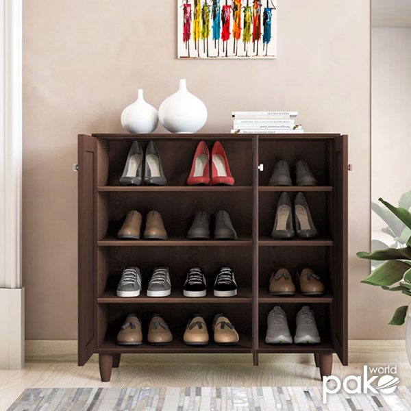 123 000086 2 7 Shoe cabinet SANTΟ pakoworld 16 pairs walnut 89.5x34.5x91.5cmIndoor furniture > Shoe storage cabinet & cupboards