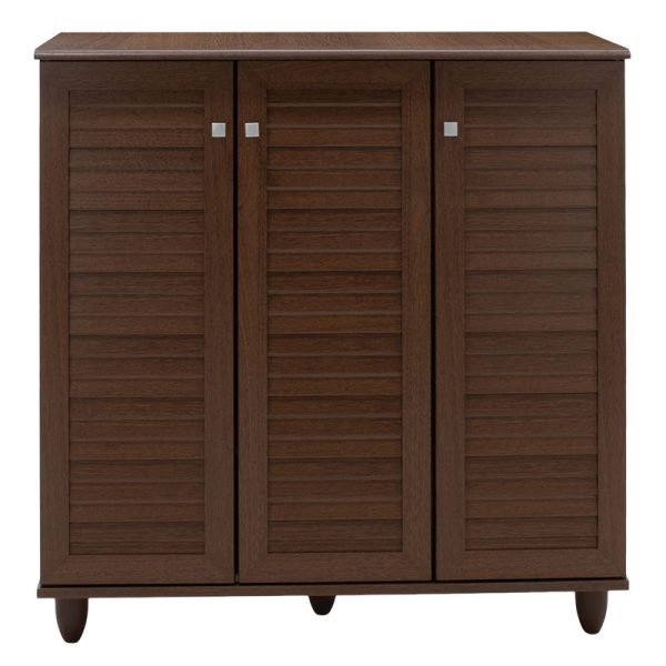 123 000086 4 7 Shoe cabinet SANTΟ pakoworld 16 pairs walnut 89.5x34.5x91.5cmIndoor furniture > Shoe storage cabinet & cupboards