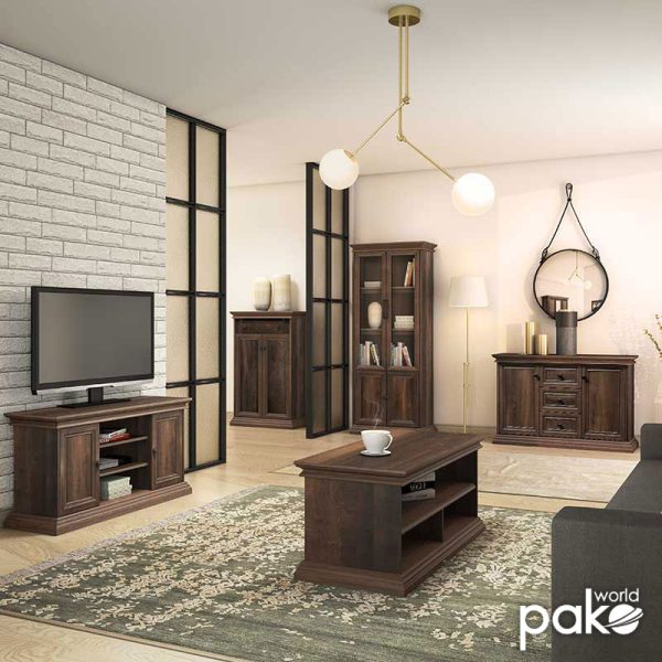 123 000118 2 2 Tv set Mozart pakoworld in walnut color 121x40x65cmIndoor furniture > TV stands