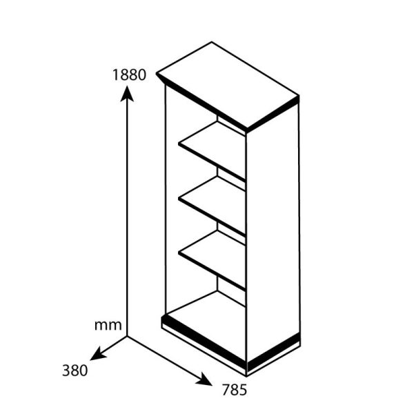 123 000127 3 2 Bookcase Mozart pakoworld with glass walnut 78.5x38x188cmIndoor furniture > Showcases