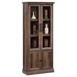 123 000127 4 Bookcase Mozart pakoworld with glass walnut 78.5x38x188cmIndoor furniture > Showcases