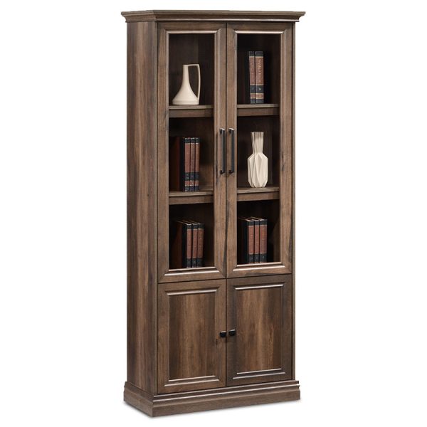 123 000127 4 Bookcase Mozart pakoworld with glass walnut 78.5x38x188cmIndoor furniture > Showcases