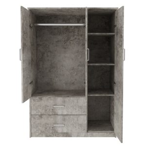 123 000188 2 4 Wardrobe Olympus pakoworld with 3 doors and drawers+mirror in antique anthracite colour 120x57x183Indoor furniture > Wardrobes