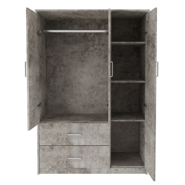 123 000188 2 4 Wardrobe Olympus pakoworld with 3 doors and drawers+mirror in antique anthracite colour 120x57x183Indoor furniture > Wardrobes