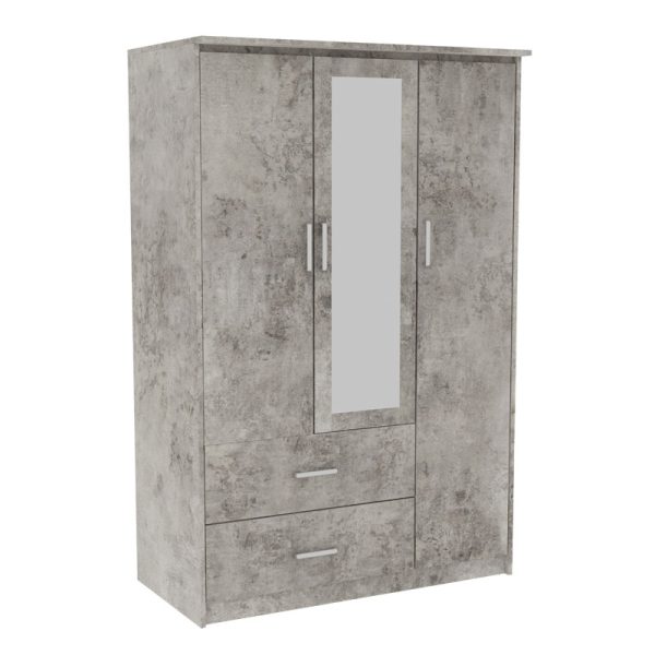 123 000188 5 Wardrobe Olympus pakoworld with 3 doors and drawers+mirror in antique anthracite colour 120x57x183Indoor furniture > Wardrobes