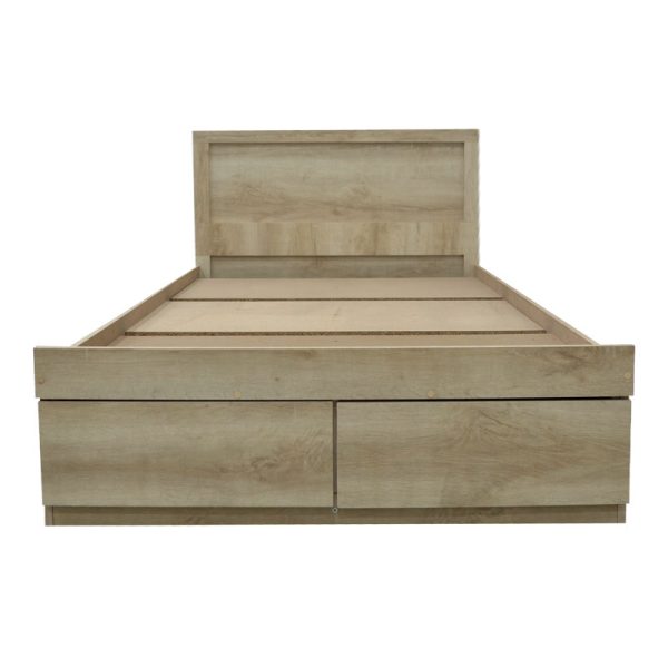 123 000207 2 2 Single bed Olympus pakoworld with drawer castillo-oak 100x200cmIndoor furniture > Beds