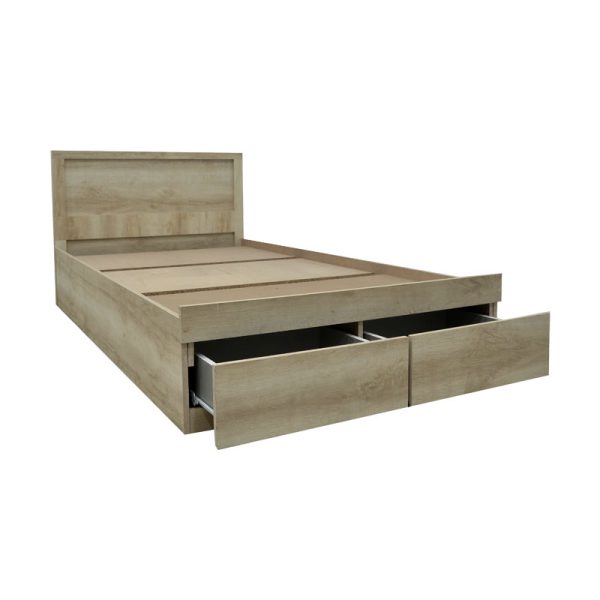 123 000207 3 2 Single bed Olympus pakoworld with drawer castillo-oak 100x200cmIndoor furniture > Beds