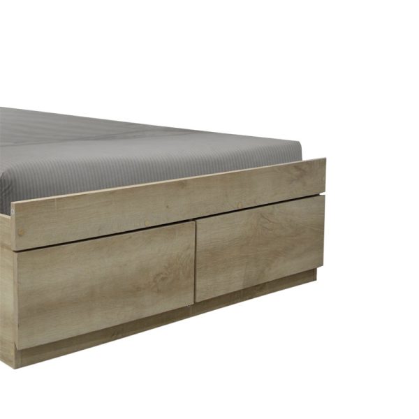 123 000207 4 2 Single bed Olympus pakoworld with drawer castillo-oak 100x200cmIndoor furniture > Beds