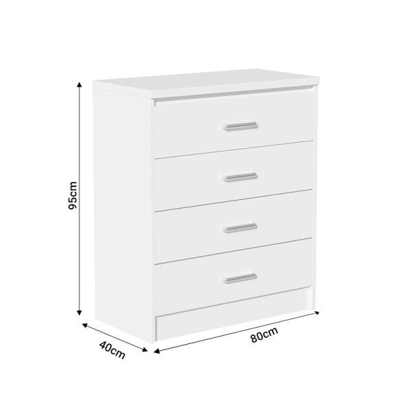 123 000209 3 9 Chest f 4 drawers Olympus pakoworld in white colour 80x40x95Indoor furniture > Drawers-consoles