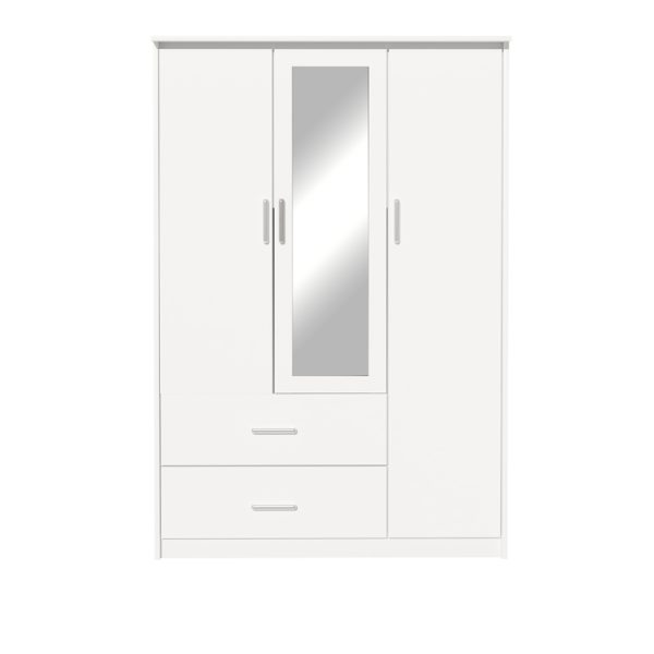 123 000211 2 2 Wardrobe Olympus pakoworld with 3 doors and drawers+mirror in white colour 120x57x183Indoor furniture > Wardrobes