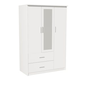 123 000211 4 Wardrobe Olympus pakoworld with 3 doors and drawers+mirror in white colour 120x57x183Indoor furniture > Wardrobes