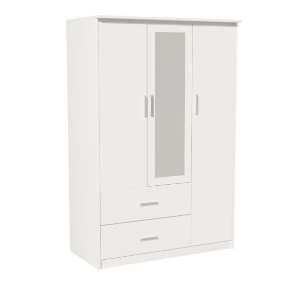 123 000211 4 Wardrobe Olympus pakoworld with 3 doors and drawers+mirror in white colour 120x57x183Indoor furniture > Wardrobes