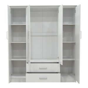 123 000214 2 Wardrobe Olympus pakoworld with 4 doors and drawers in white colour 159x57x183cmIndoor furniture > Wardrobes