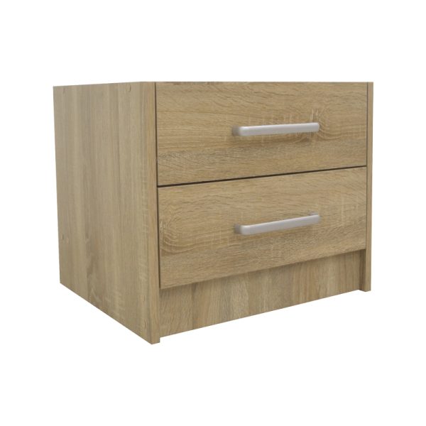 123 000229 14 Nightstand Olympus pakoworld with 2 drawers in light oak colour 47.5x40.5x40.5Indoor furniture > Bedside tables