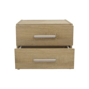 123 000229 3 11 Nightstand Olympus pakoworld with 2 drawers in light oak colour 47.5x40.5x40.5Indoor furniture > Bedside tables