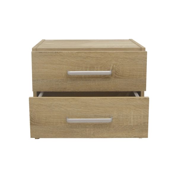 123 000229 3 11 Nightstand Olympus pakoworld with 2 drawers in light oak colour 47.5x40.5x40.5Indoor furniture > Bedside tables