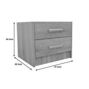123 000229 4 11 Nightstand Olympus pakoworld with 2 drawers in light oak colour 47.5x40.5x40.5Indoor furniture > Bedside tables