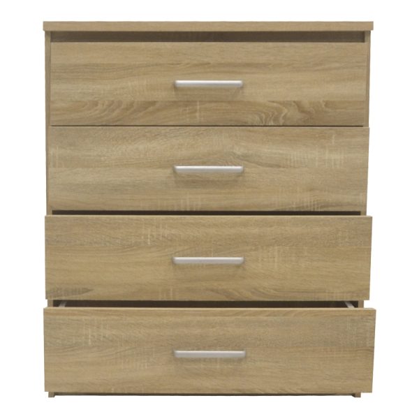 123 000233 3 6 Chest of 4 drawers Olympus pakoworld in light oak colour 80.5x40x95Indoor furniture > Drawers-consoles