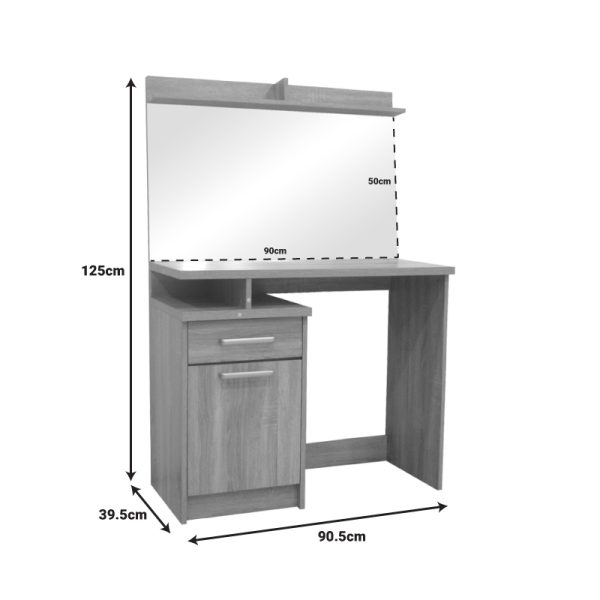 123 000234 4 6 Dressing table with mirror Olympus pakoworld in light oak colour 90.5x39.5x75cmIndoor furniture > Drawers-consoles