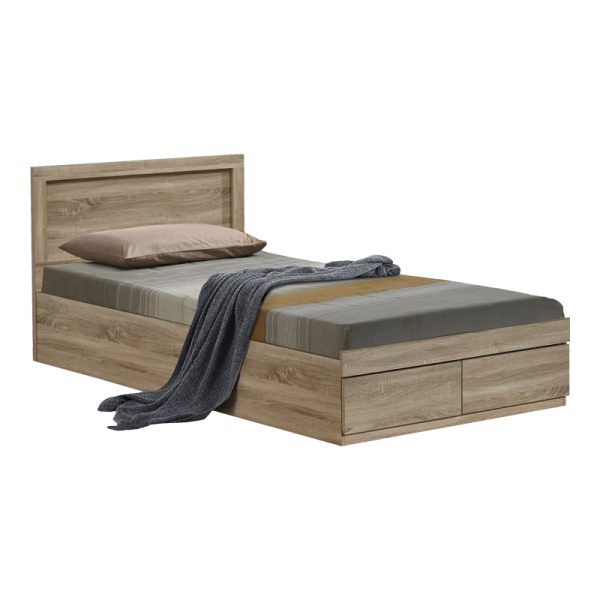 123 000236 12 Bed Olympus pakoworld with drawer in light oak 100x200cmIndoor furniture > Beds